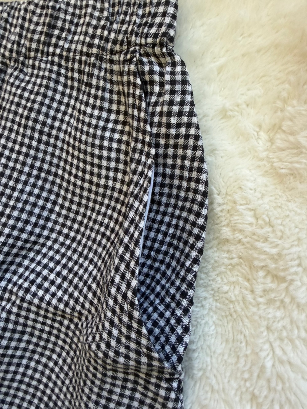 Eileen Fisher Puckered Organic Linen Gingham Midi Skirt - A line - Medium - Picture 9 of 13